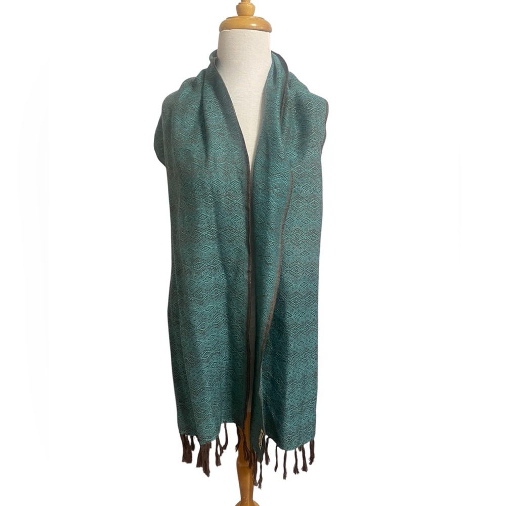 Huallpatex Baby Alpaca Turquoise Boho Scarf